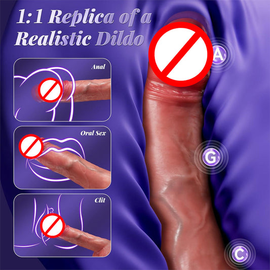🍆 Thrusting Dildo Vibrator 🔥 10 Modes | 🎯 G-Spot & Anal | 💦 Soft Silicone