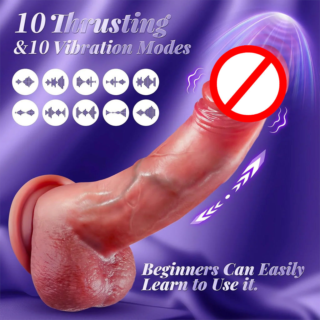 🍆 Thrusting Dildo Vibrator 🔥 10 Modes | 🎯 G-Spot & Anal | 💦 Soft Silicone